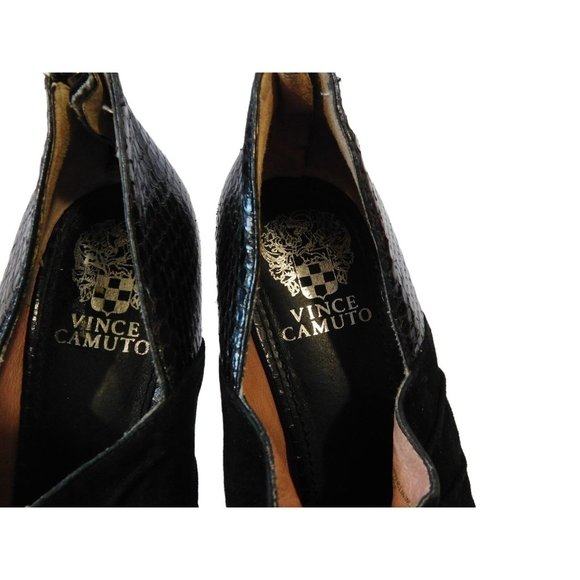 Vince Camuto Miki Black Leather Suede Peep Toe Stiletto Pumps Size 7.5 - Picture 8 of 9